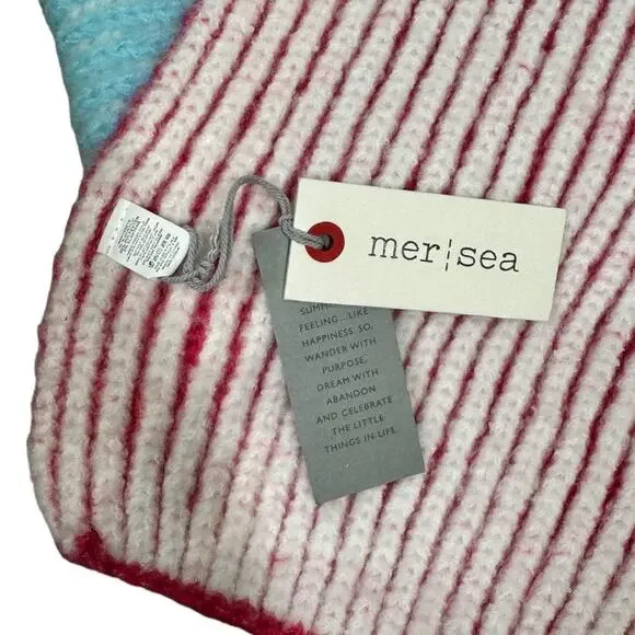 Mer Sea Oh So Cozy Scarf New NWT Multicolor Stripe Blue Green Red Pink Soft Warm - Picture 5 of 9